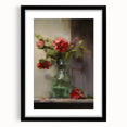 Vintage Botanical Art Prints: Vase of Red and Pink Flowers