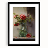 Vintage Botanical Art Prints: Vase of Red and Pink Flowers