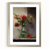 Vintage Botanical Art Prints: Vase of Red and Pink Flowers