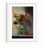 Vintage Botanical Art Prints: Vase of Red and Pink Flowers