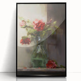 Vintage Botanical Art Prints: Vase of Red and Pink Flowers