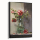 Vintage Botanical Art Prints: Vase of Red and Pink Flowers