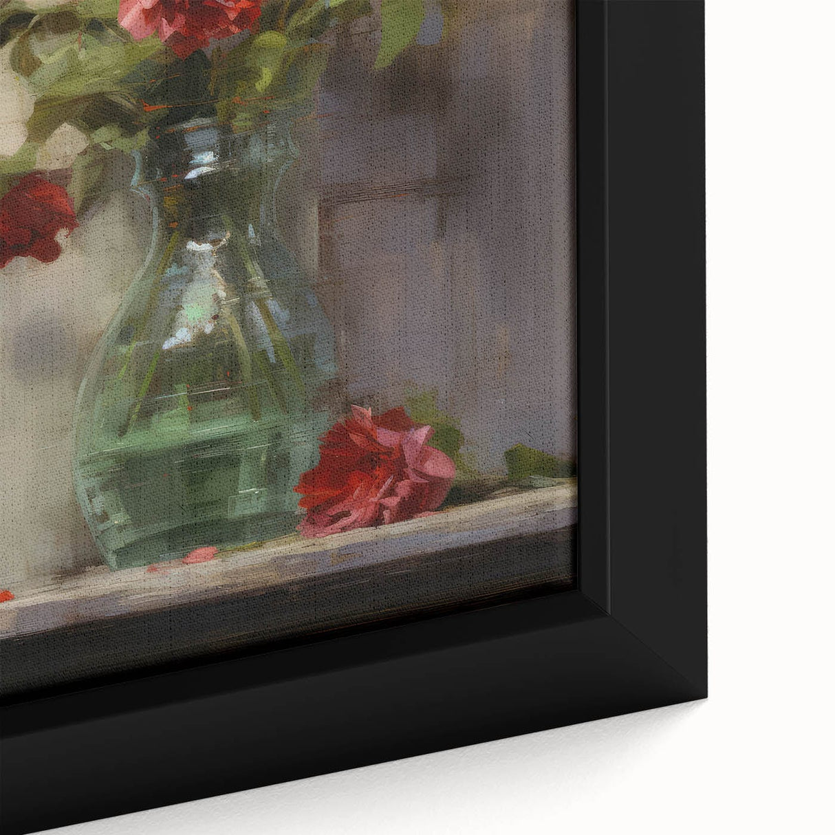 Vintage Botanical Art Prints: Vase of Red and Pink Flowers