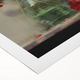 Vintage Botanical Art Prints: Vase of Red and Pink Flowers