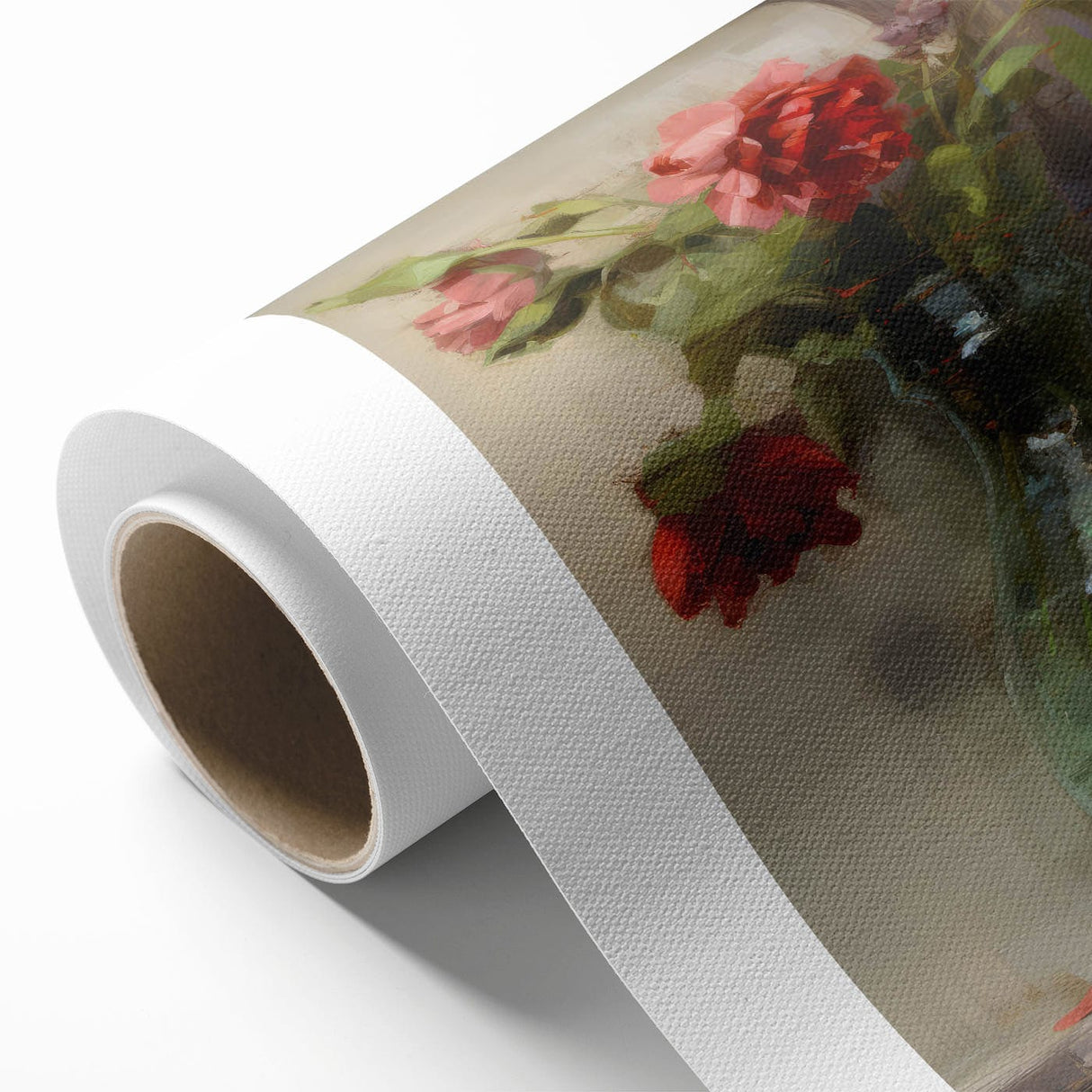 Vintage Botanical Art Prints: Vase of Red and Pink Flowers