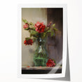 Vintage Botanical Art Prints: Vase of Red and Pink Flowers