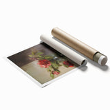 Vintage Botanical Art Prints: Vase of Red and Pink Flowers