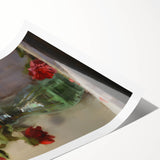 Vintage Botanical Art Prints: Vase of Red and Pink Flowers