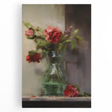 Vintage Botanical Art Prints: Vase of Red and Pink Flowers