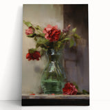 Vintage Botanical Art Prints: Vase of Red and Pink Flowers