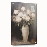 Vintage Botanical Art Prints: White Roses in Vase