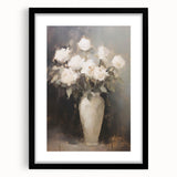 Vintage Botanical Art Prints: White Roses in Vase