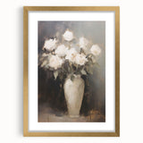 Vintage Botanical Art Prints: White Roses in Vase
