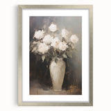 Vintage Botanical Art Prints: White Roses in Vase