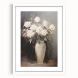 Vintage Botanical Art Prints: White Roses in Vase