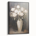 Vintage Botanical Art Prints: White Roses in Vase