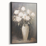 Vintage Botanical Art Prints: White Roses in Vase