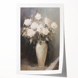 Vintage Botanical Art Prints: White Roses in Vase