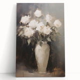 Vintage Botanical Art Prints: White Roses in Vase