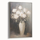 Vintage Botanical Art Prints: White Roses in Vase
