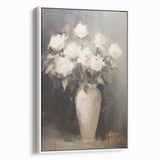 Vintage Botanical Art Prints: White Roses in Vase