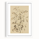 Vintage Botanical Art Prints: Soft Leaves in Beige