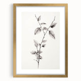 Vintage Botanical Art Print: Elegant Leaf Stem in Black & White