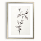 Vintage Botanical Art Print: Elegant Leaf Stem in Black & White