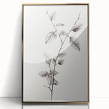 Vintage Botanical Art Print: Elegant Leaf Stem in Black & White