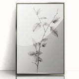 Vintage Botanical Art Print: Elegant Leaf Stem in Black & White