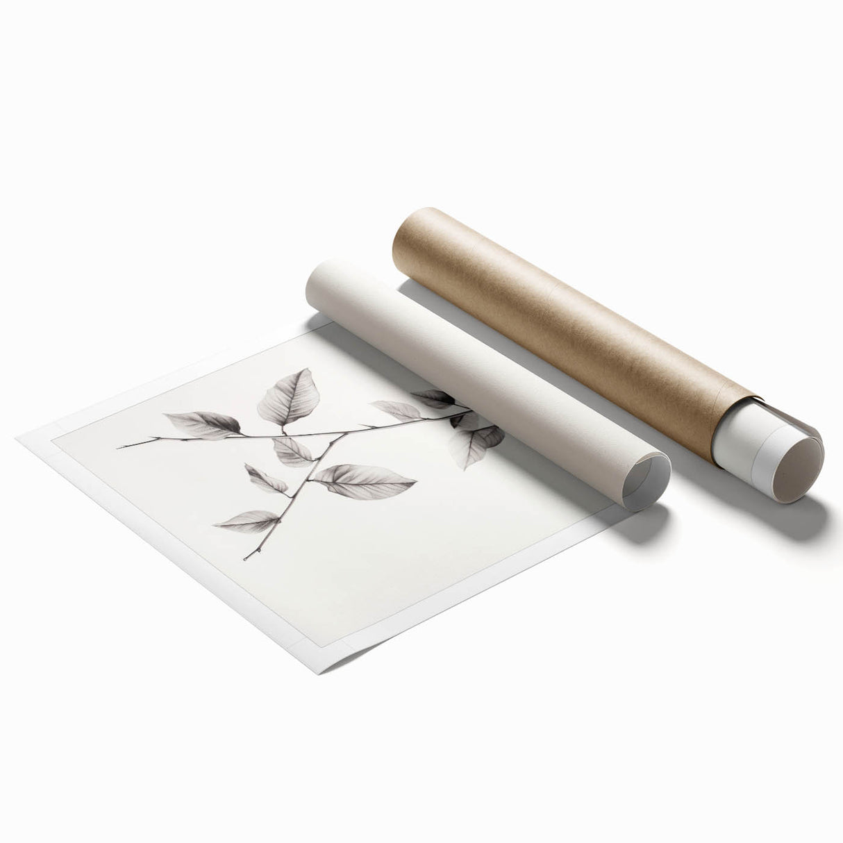 Vintage Botanical Art Print: Elegant Leaf Stem in Black & White