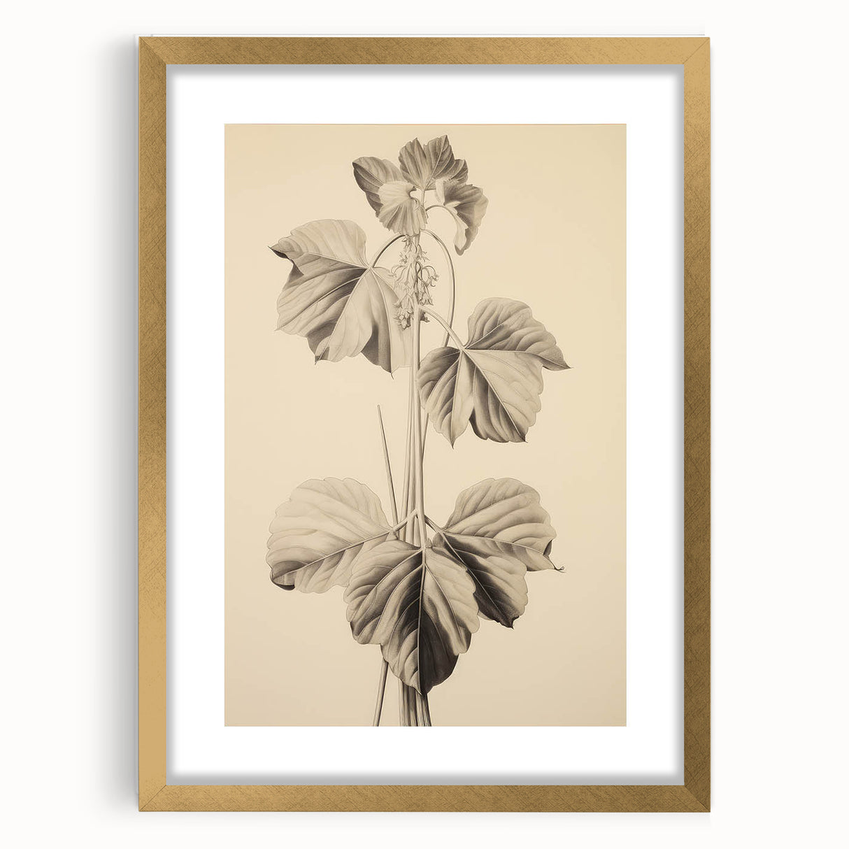 Vintage Botanical Art Print: Elegant Leaf Stem Illustration