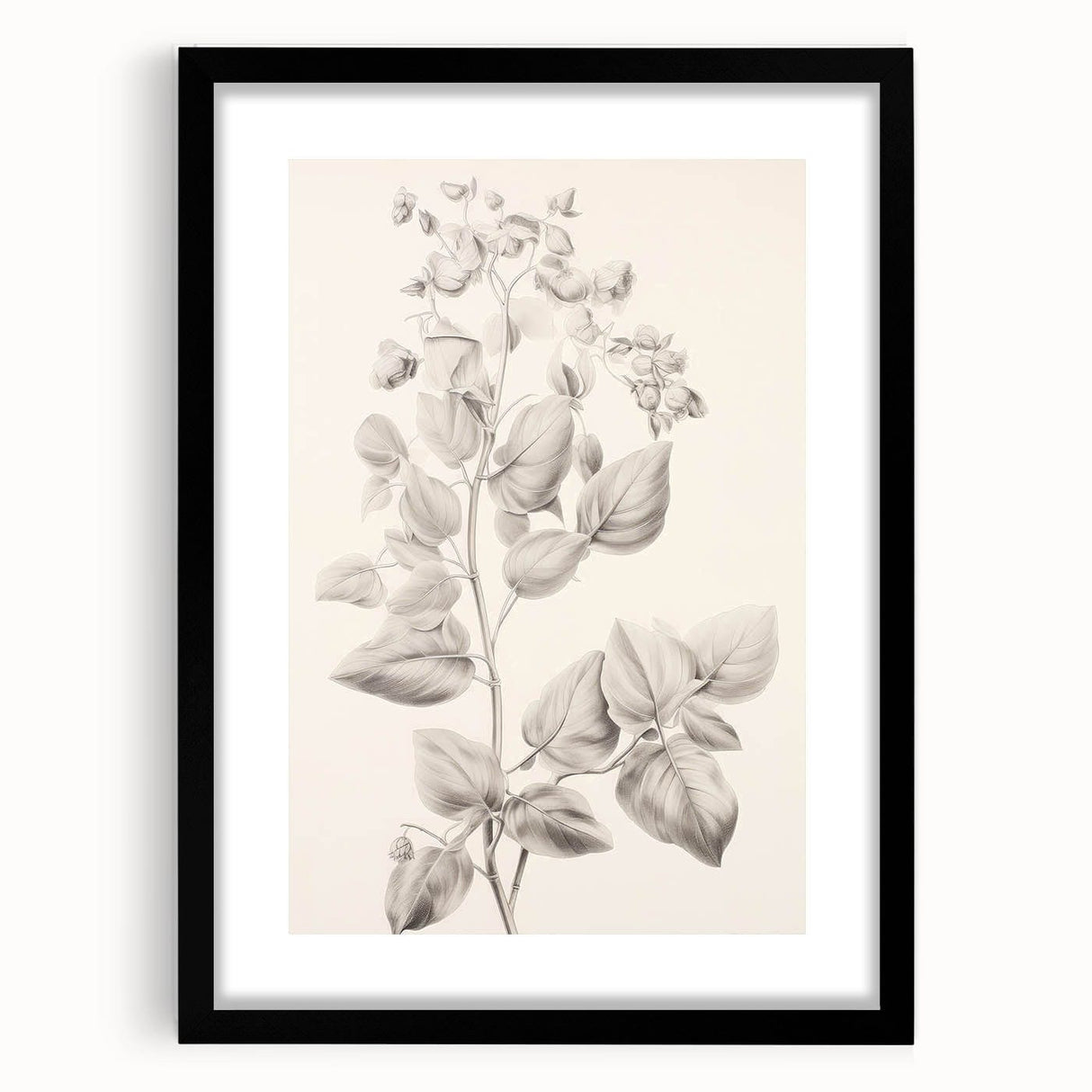 Vintage Botanical Art Print: Detailed Floral Leaf Illustration