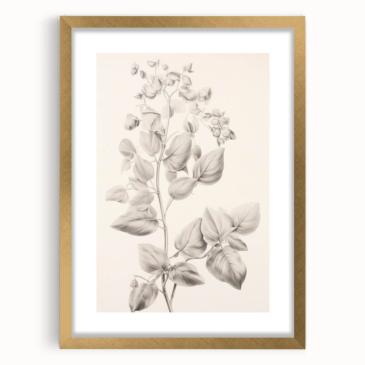 Vintage Botanical Art Print: Detailed Floral Leaf Illustration