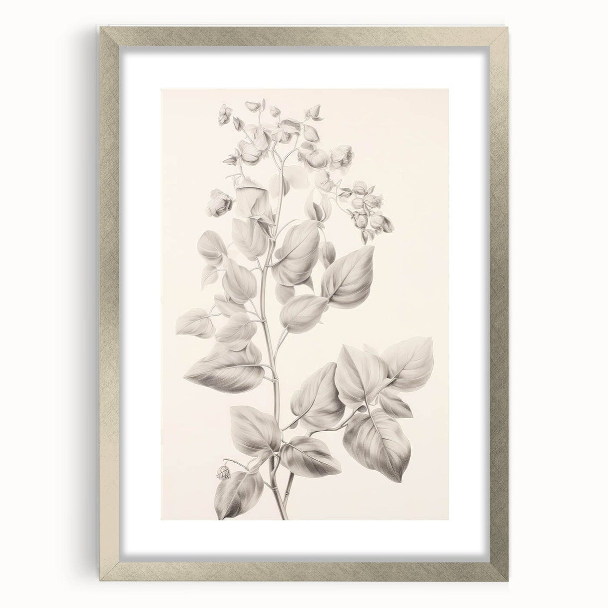 Vintage Botanical Art Print: Detailed Floral Leaf Illustration