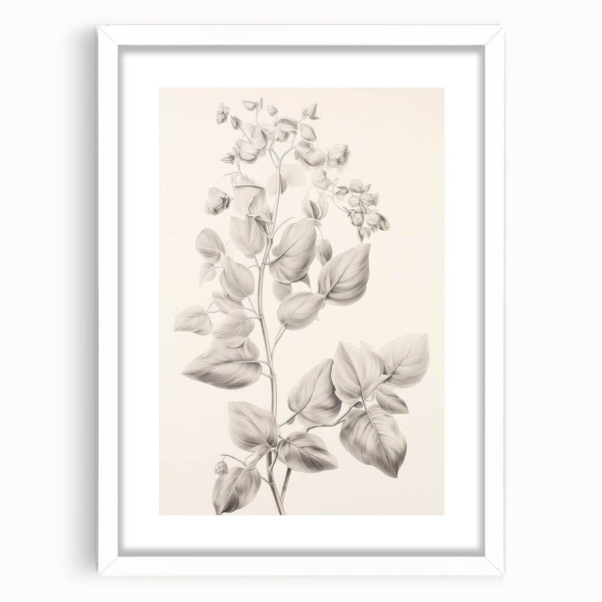 Vintage Botanical Art Print: Detailed Floral Leaf Illustration