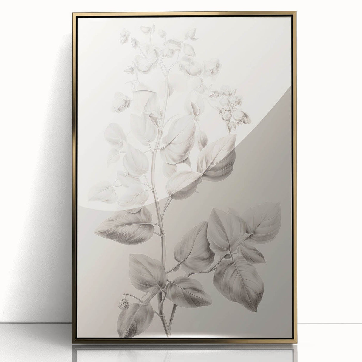 Vintage Botanical Art Print: Detailed Floral Leaf Illustration