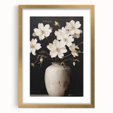 Vintage Botanical Art Print: White Floral Vase Illustration