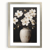 Vintage Botanical Art Print: White Floral Vase Illustration