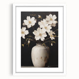 Vintage Botanical Art Print: White Floral Vase Illustration