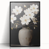 Vintage Botanical Art Print: White Floral Vase Illustration