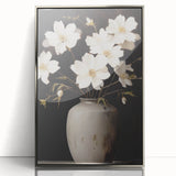 Vintage Botanical Art Print: White Floral Vase Illustration