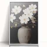 Vintage Botanical Art Print: White Floral Vase Illustration