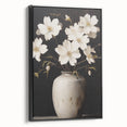 Vintage Botanical Art Print: White Floral Vase Illustration
