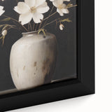 Vintage Botanical Art Print: White Floral Vase Illustration