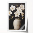 Vintage Botanical Art Print: White Floral Vase Illustration