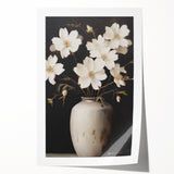 Vintage Botanical Art Print: White Floral Vase Illustration