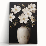 Vintage Botanical Art Print: White Floral Vase Illustration