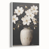 Vintage Botanical Art Print: White Floral Vase Illustration