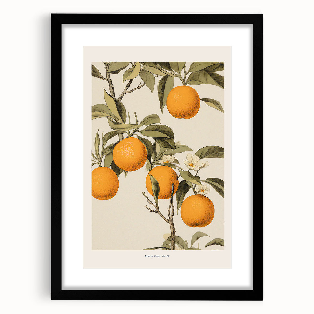 Vintage Botanical Orange Tree Print – Retro Citrus Wall Art
